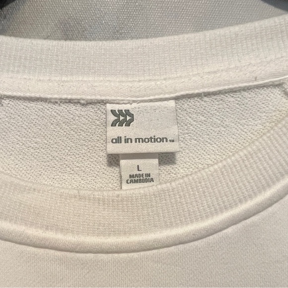 All in motion white long sleeve crew neck sweatshirt L - Picture 4 of 5